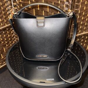 Anne Klein Black Mini crossbody Bag with Gold Accents